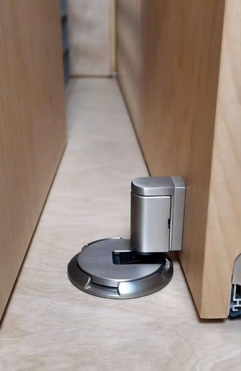 No-drill door stopper, new windproof silent floor suction, mechanical windproof minimalist glass door invisible floor suction, push-press door stop.