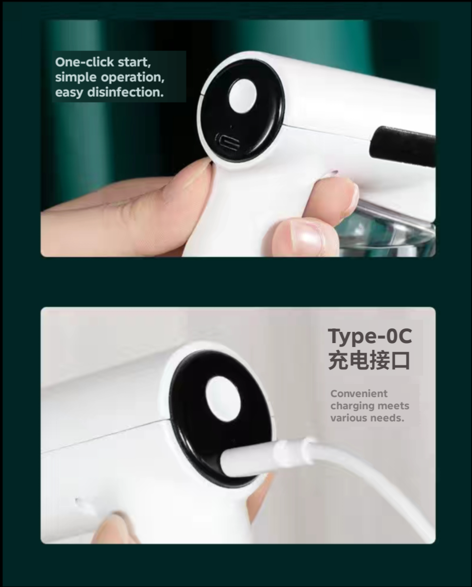Handheld Nano Blue Light Disinfection Spray Gun Electric Atomization Spray Gun for Hotel and Home Air Sterilization and Disinfection