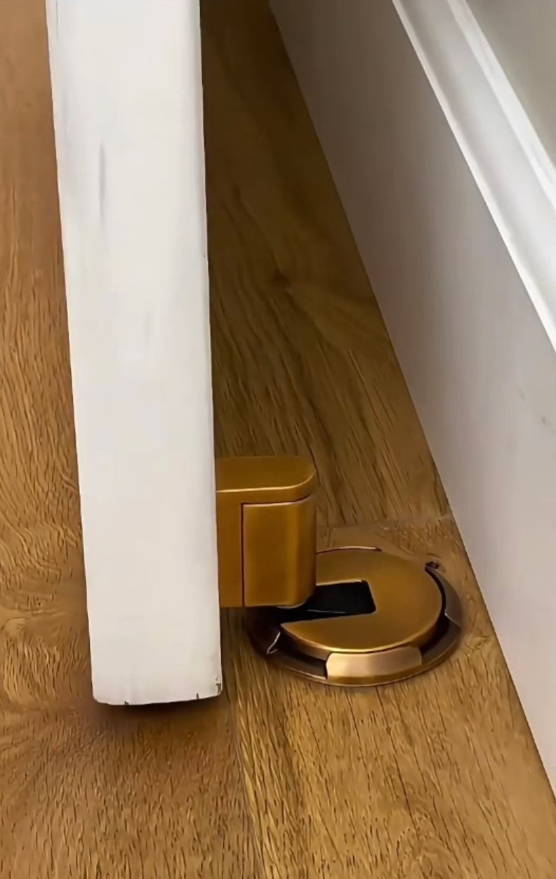 No-drill door stopper, new windproof silent floor suction, mechanical windproof minimalist glass door invisible floor suction, push-press door stop.